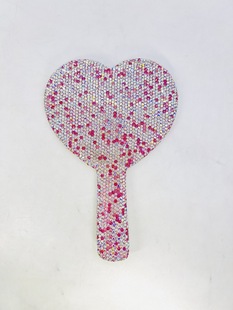 Factory Direct ABS Plastic Carry Diamond Makeup Mirror Student Beauty Salon Dressing Handle Mirror Single-sided Diamond