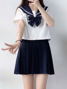 Jk Uniform Basic Milk White Two-Book Sailor Uniform Long and Short Sleeve Preppy Style Japanese Style School Uniform Female Pleated Skirt