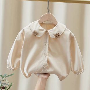 Children's Shirt Women's Lace Doll Collar Shirt Baby Girl's Top Spring and Autumn Thin Girl's Top Spring and Autumn Base Clothes