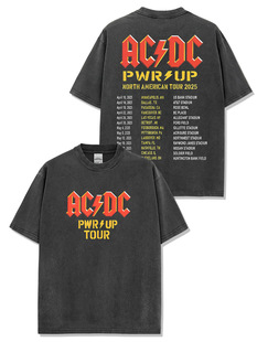 Трансграничная американская ретро-рок-группа ACDC с принтом с короткими рукавами