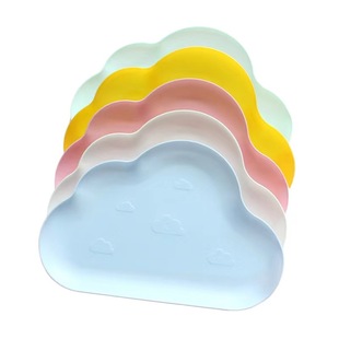 Colorful Cloud Plate Disposable Cake Dinner Plate Birthday Party Tableware Cloud Plate Plastic Plate Baking Cute Knife and Fork