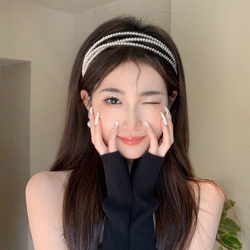 Korean Pearl Hairband for Women, Summer High-End Headband, 2026 New Style, Super Fairy Face-Washing Hairband, Hair Accessory
