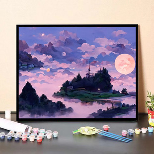 Цифровая Картина маслом DIY Sunrise Тюльпан ручная раскраска ниша картина маслом Исцеление пейзажная живопись украшение спальни подвесная картина