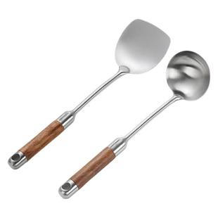Stainless steel rosewood kitchenware suit thickened kitchen full set wok spatula long handle soup spoon colander