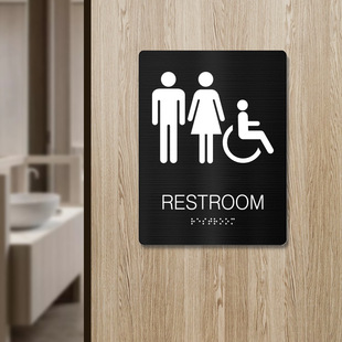 Трансграничное Специально для нержавеющей стали стерео Брайля RESTROOM знак знак для мужчин и женщин туалет знак знак английский знак