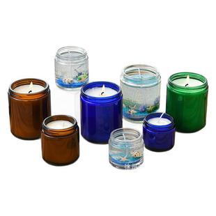 Transparent glass candle cup 100ml brown hand-rolled aluminum lid black gold silver lid bottle printed LOGO