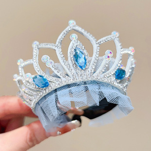 Children's Crown Hairband Girl Elsa Princess Ball Head Coil Hair Button Baby Headband Headwear Hairpin Hair Accessories