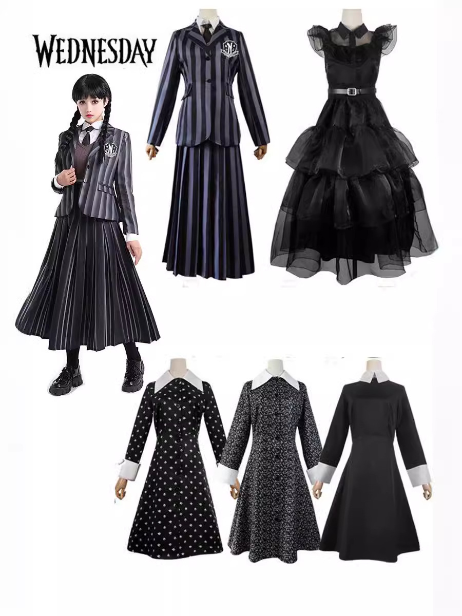 American TV series Wednesday Wednesday cos Adams a female owner same style school uniform suit cosplay clothing