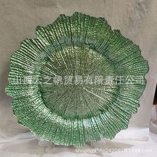 Sunflower Glass Plate Irregular Gold Glass Plate Silver Snowflake Plate Vertical Pattern Western Food Plate