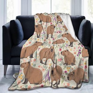 Kapibala Blanket Cute Capybara Printed Home Soft Blanket Sofa Cover Blanket Bedroom Lunch Break Flannel Blanket