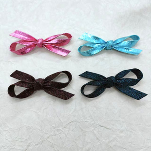 Leopard Metallic Leather Double-Sided Bow Children's Headwear Brooch Earrings Accessories