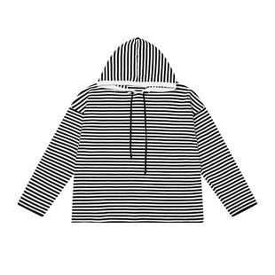 Spring and Autumn Striped Casual Knitwear Lazy Style Hooded Loose Top Pullover All-match BF Style Women's European and American Coat