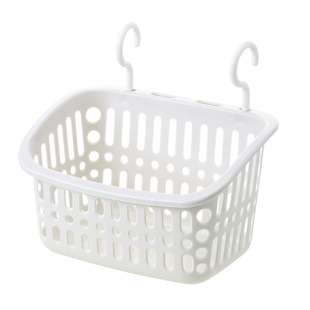 Factory in stock household plastic hollow hanging storage basket bathroom bath draining cosmetics storage basket wholesale
