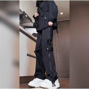 Men's Spring American Style High Street Niche Design Outdoor Waterproof Mountaineering Pants Thickened Zipper Pants