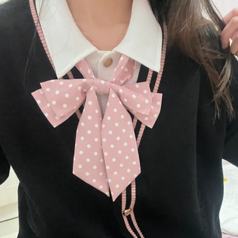 Pink Bow Tie Feather Root Flat Horn Student Collar JK Uniform Shirt Japanese College Style Bow Tie Women's Accessories