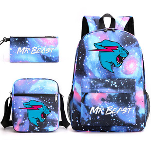 Mr Beast Lightning Cat мужской и женский рюкзак для учеников начальной и средней школы сумка пенал набор из трех предметов