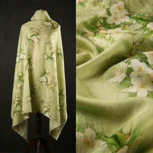 New Chinese Digital Printing Gastrodia Green Bottom Orchid Brocade Cotton Fabric National Style Cheongsam dress Clothing Fabric