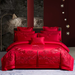 2024 new 60s wedding embroidery four-piece set 1.5m sheets four-piece set love life