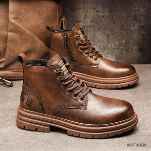 Martin Boots Men's 2024 Autumn and Winter New Retro All-match Thick Bottom Workwear Boots Men's British Leather Shoes High-top Boots