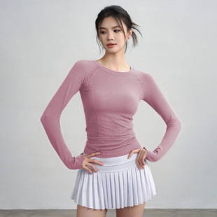 Yoga Clothing Women's 2025 Spring and Summer New Slim Sports Top High Elastic One-piece Woven Long Sleeve Running Training Fitness Clothing