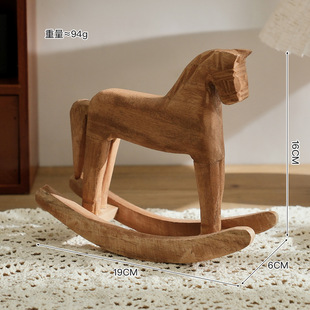 Mediterranean style rocking horse wooden table decorations home decoration pine rocking horse crafts horse to success ornaments
