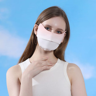 Summer Ice Silk Sunscreen Mask for Women, Sunshade, Anti-Uv, Same Style Gradient Blush Eye Protection Breathable Mask