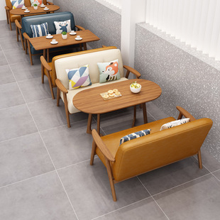 Internet celebrity coffee shop table and chair dessert milk tea shop book bar negotiation reception leisure solid wood double sofa card holder combination