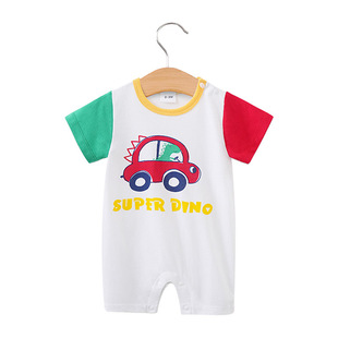 Foreign Trade Summer Baby jumpsuit Class A Newborn Harper Thin Cartoon Animal Printing Baby Climbing Wear Short Sleeve