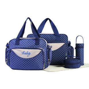 Dot Printed Five-piece Mommy Bag with Diagonally Across Large Capacity Outing Mother and Baby Bag Satchel Shoulder Mother Bag Manufacturer