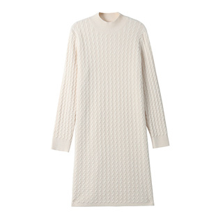 Half-high Collar Mid-length dress Women's Autumn and Winter New Fashionable Loose Mother's Twist Dress with Coat and Woolen Dress