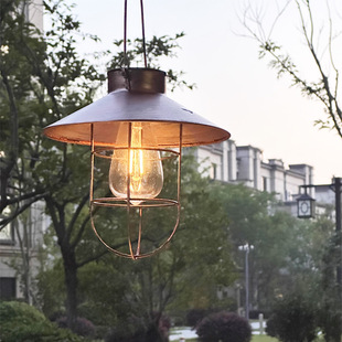 Cross-border solar lamp retro garden lamp outdoor waterproof induction hanging lamp villa balcony garden ancient style tungsten lamp