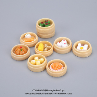 Food Play Пароварка Дим Модели Мини-миниатюрные Сяолунбао, приготовленные на гриле, приготовленные на гриле, небольшие блюда, игрушки