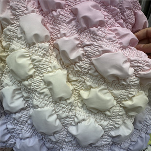 Cloud Pleated Beef Tendon Embroidered Elastic Stereo Flower Quilted Cotton Casual Quilted Bubble Light and Soft Waxy Luggage Fabric