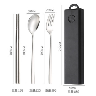 Stainless Steel Korean Chopsticks Spoon Three-Piece Set Portable Tableware suit Student Work Storage Gift Tableware Wholesale