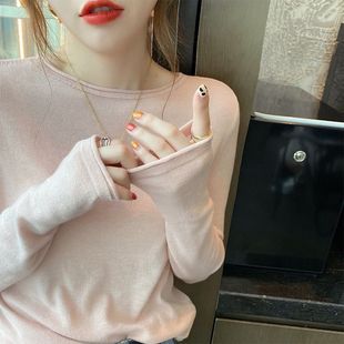 2024 Spring and Autumn Small Suit Inner Base Shirt Women's New White Thin Knitted Shirt High-grade Base Shirt for Women