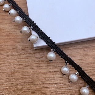In stock wholesale handmade beaded 8mm pearl pendant tassel lace clothing Hanfu decorative lace accessories bar code