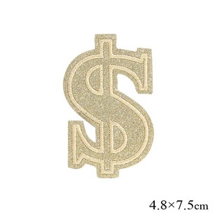 Glitt glitter cloth embroidery dollar money symbol cloth sticker embroidery badge clothing accessories factory on demand production