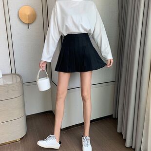 Large Size College Style Pleated Skirt Skirt Women's Spring and Summer 2022 Chubby Sister Korean Style High Waist Pleated A- Line Skirt