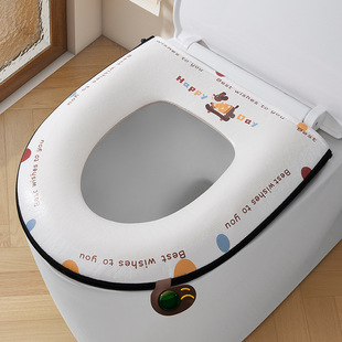 Double-sided Waterproof Zipper Toilet Cushion Cartoon Color Printing Summer Lotus Cushion Four Seasons Universal Toilet Cushion