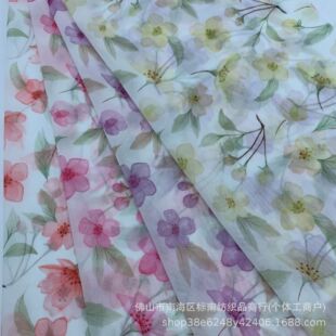 Chiffon printing fabric small floral plant flower printing digital printing fabric women's top dress fabric