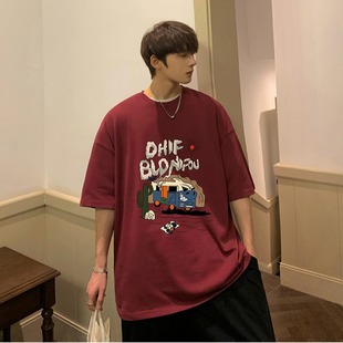 Summer Casual Loose ShorT-sleeved T-shirT Men's Trendy Brand ins Loose Half-sleeved BoTToming ShirT American High STreeT T-shirT Top CloThes