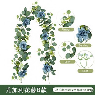 Cross-border Simulation Eucalyptus Leaves Rattan Decoration Vine Money Leaf Home Wedding Decoration Simulation Green Plant