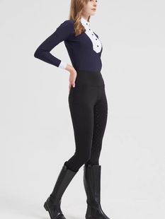 High Waist Slim Look Equestrian Pants Slim-Fit Equestrian Sports Pants Breathable Breeches Equestrian Competition Knight Full Silicone Pants