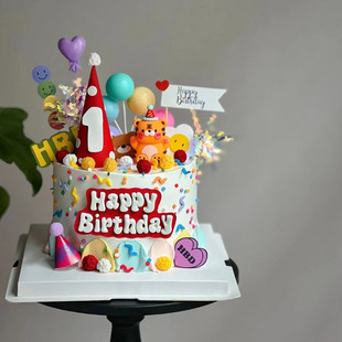 Korean Tiger Baby Birthday Cake Decoration Ornaments Little Tiger Birthday Party 100 Days Dessert Table Cake Insert