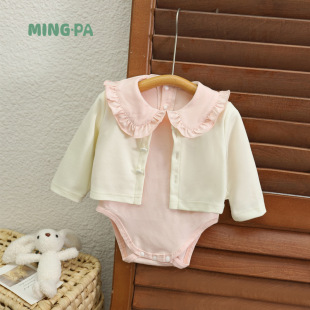 Mingclimbing baby clothes newborn baby autumn clothes baby girl Autumn Korean style jumpsuit spring and autumn triangle romper suit