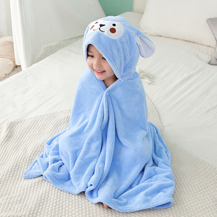 Coral fleece hooded cape baby coral fleece bathrobe children's Cape absorbent hug cartoon cross-border wholesale