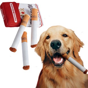 New Cross-border Dog Cigarette with Box Sound Toy Pet Toy Bite Resistant Molar Plush Toy Cat Supplies