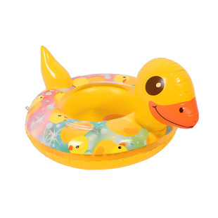 Children's summer water play cartoon swimming ring thickened PVC inflatable seat baby floating pants pocket with handle