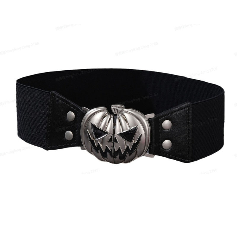 Cross-border New Halloween European and American Pumpkin Head Alloy Buckle Belt Fashion All-match Trend Skull Head Waist Cover Decoration