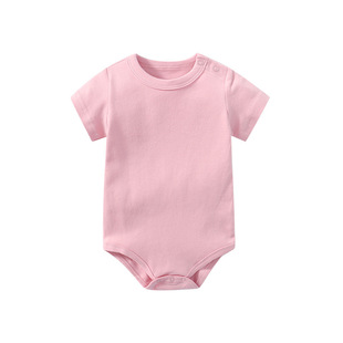 Cross-border Amazon Organic Cotton Baby Climbing Suit Shoulder Buckle Short-sleeved Triangle Hay Bottoming Bag Fat Clothes Jumpsuit GOTS